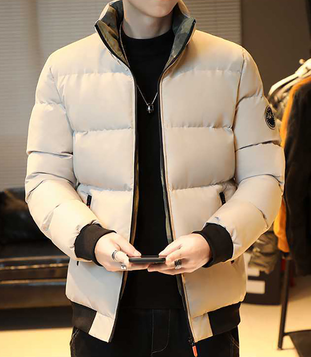 Men Mock Collar Puffer Jacket