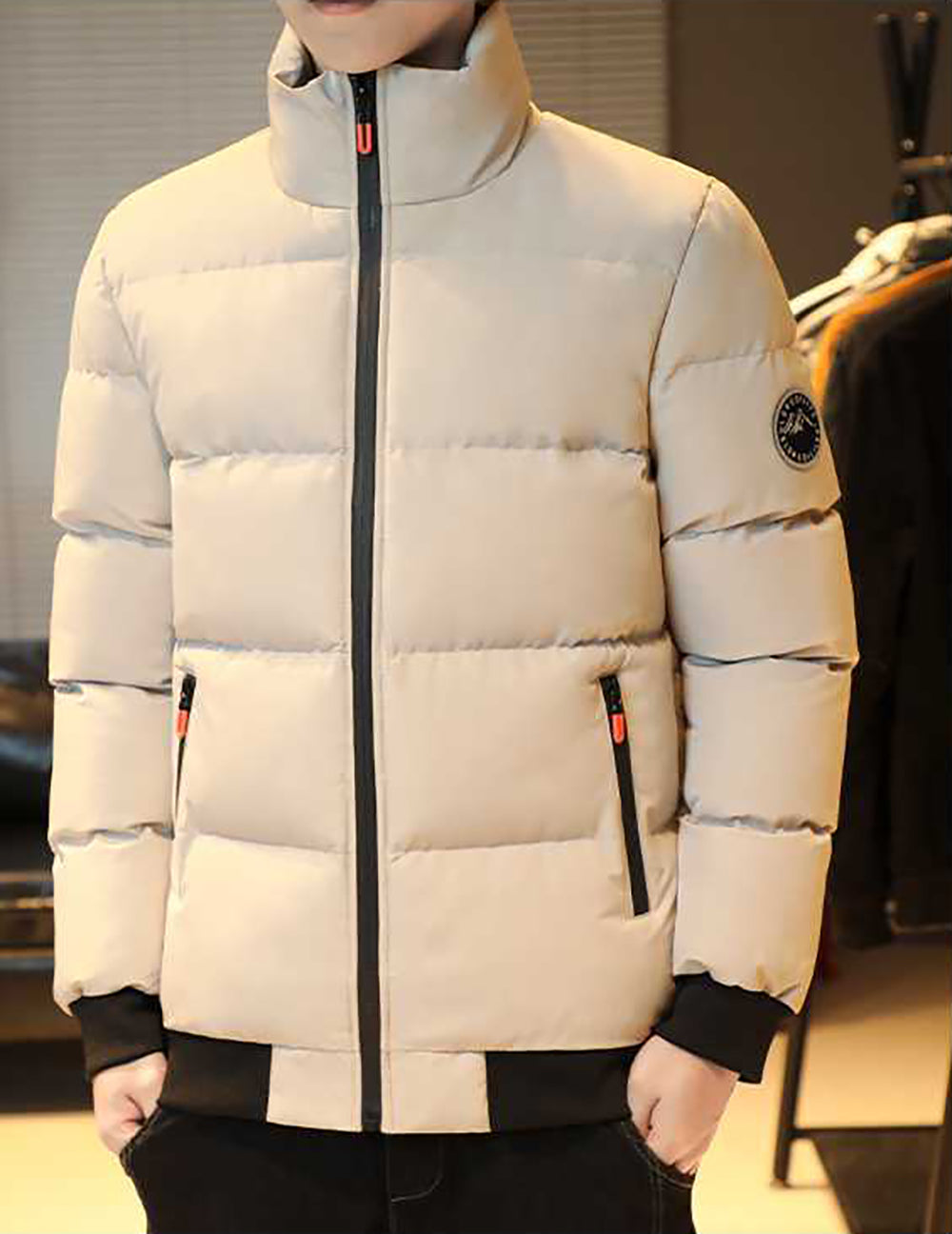 Men Mock Collar Puffer Jacket