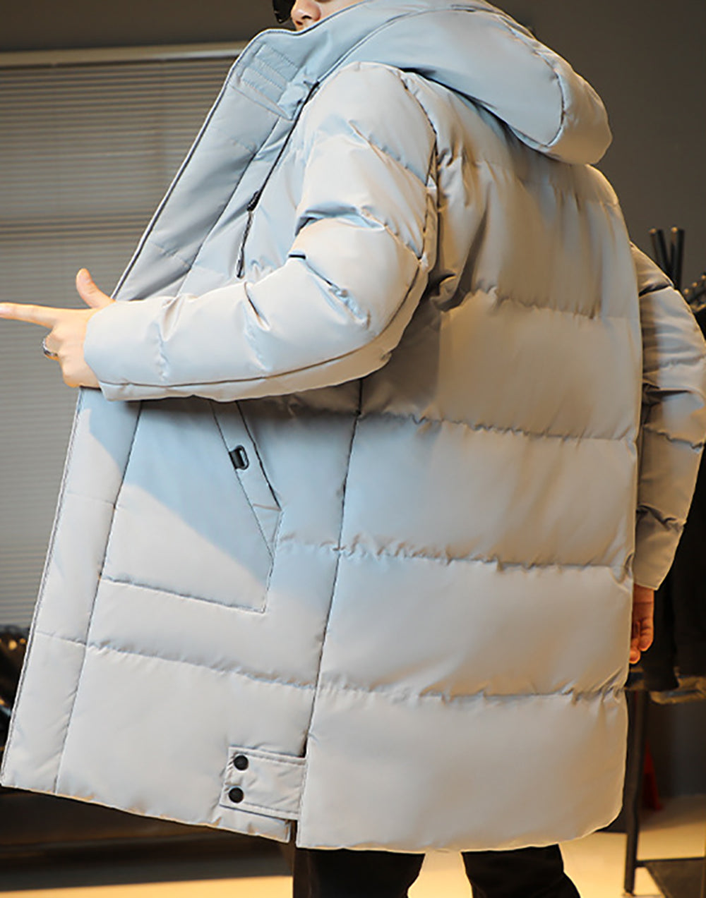 Men Open Front Hooded Jacket