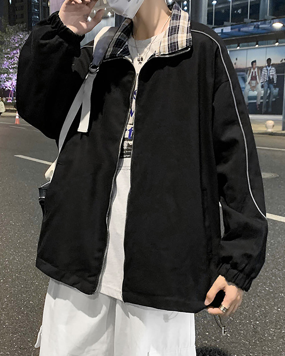 Men Spread Collar Insulator Open Front Jacket
