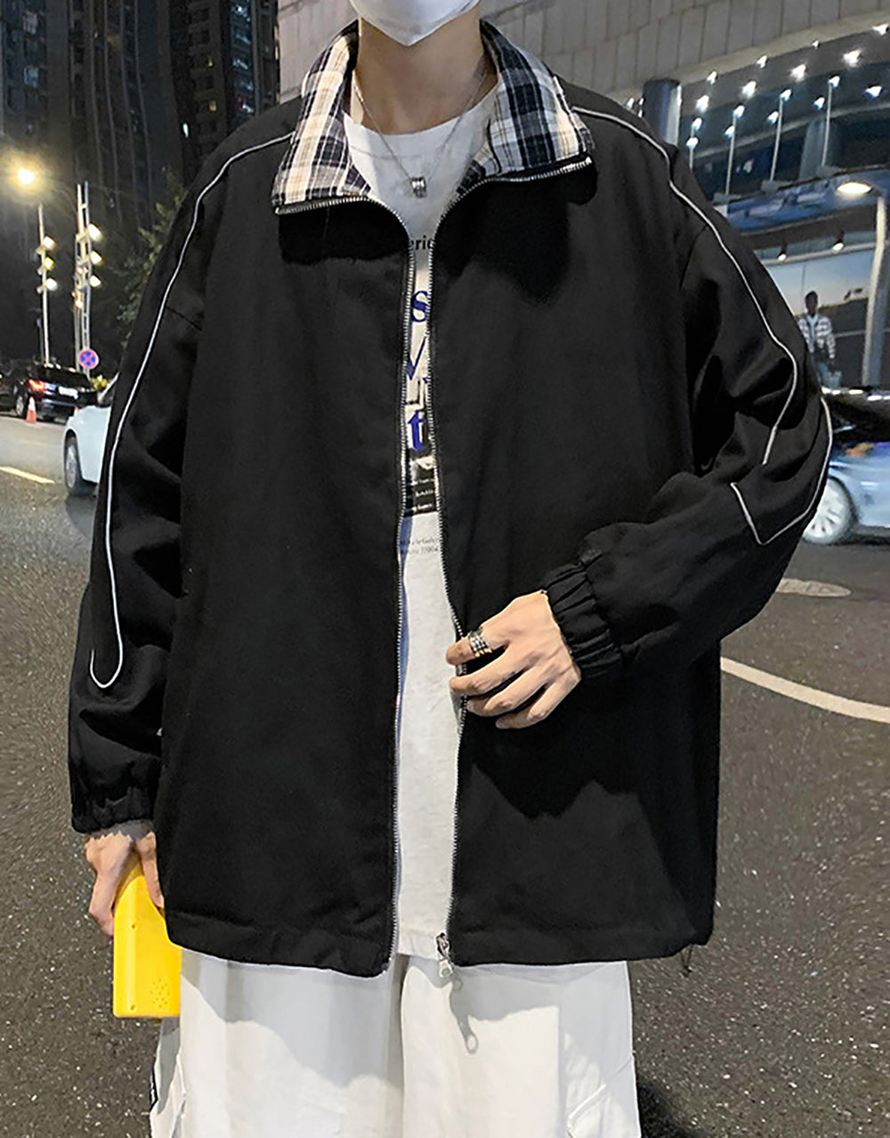 Men Spread Collar Insulator Open Front Jacket