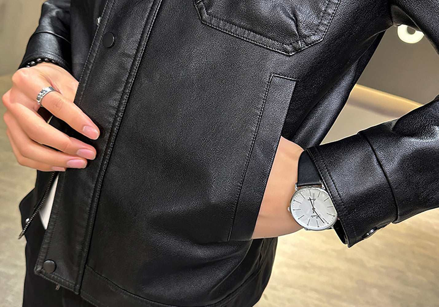 Men Lightweight Leather Jacket
