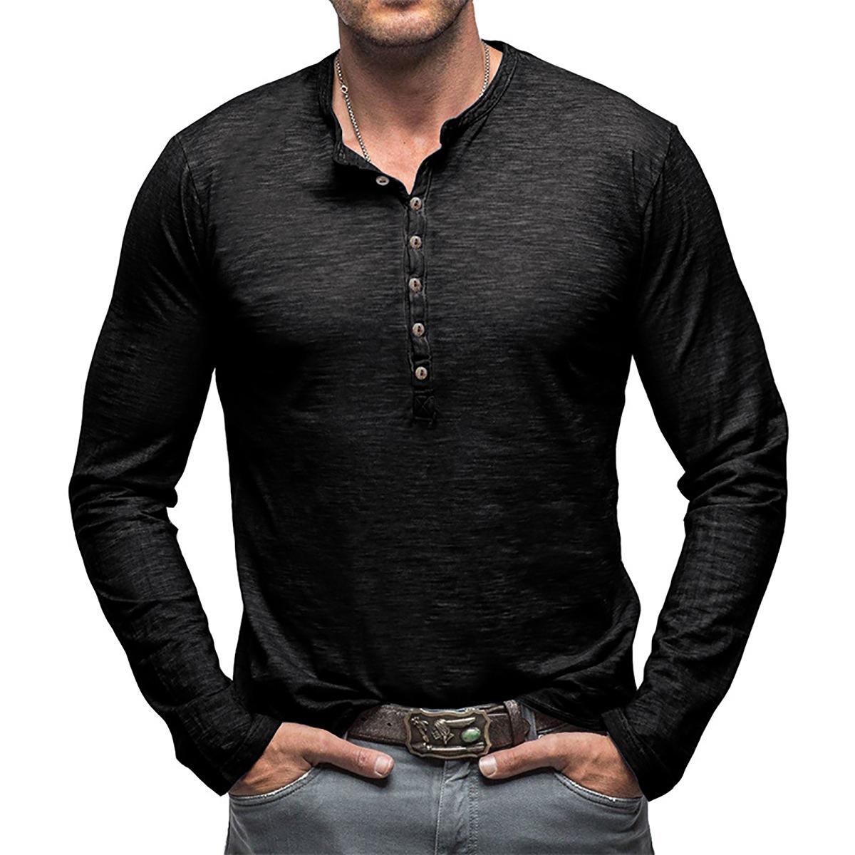 Men Solid Henley Neck T-shirt