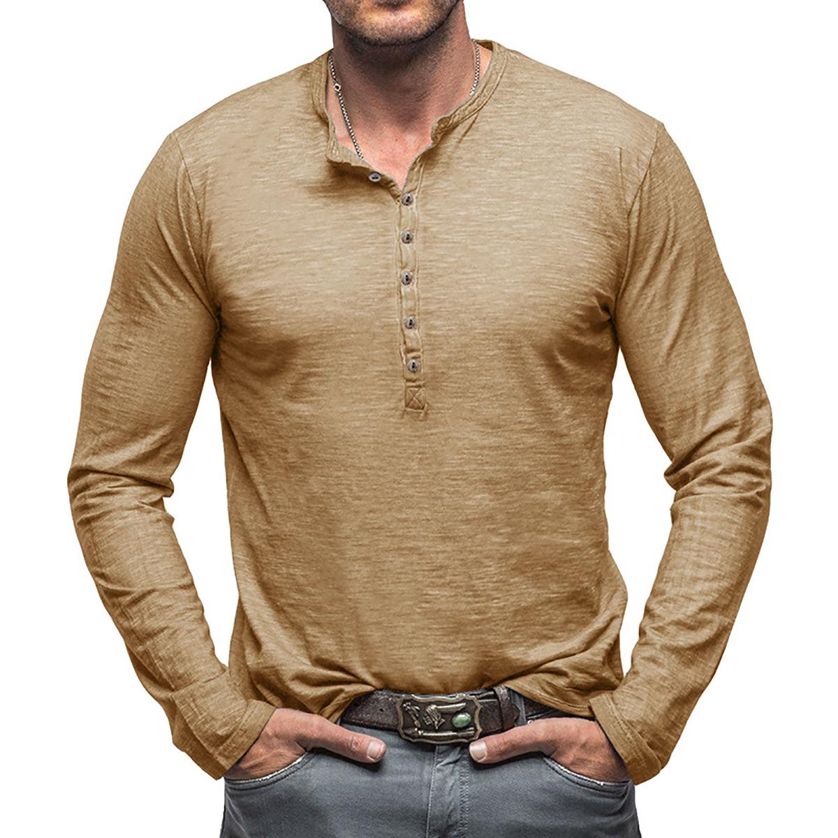 Men Solid Henley Neck T-shirt