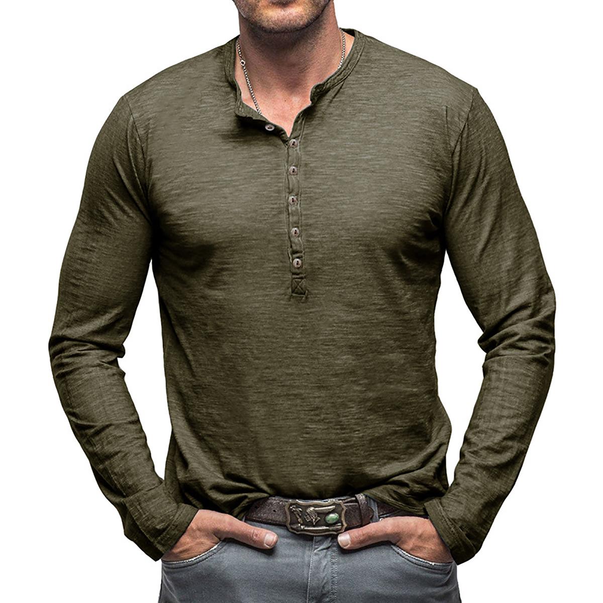 Men Solid Henley Neck T-shirt