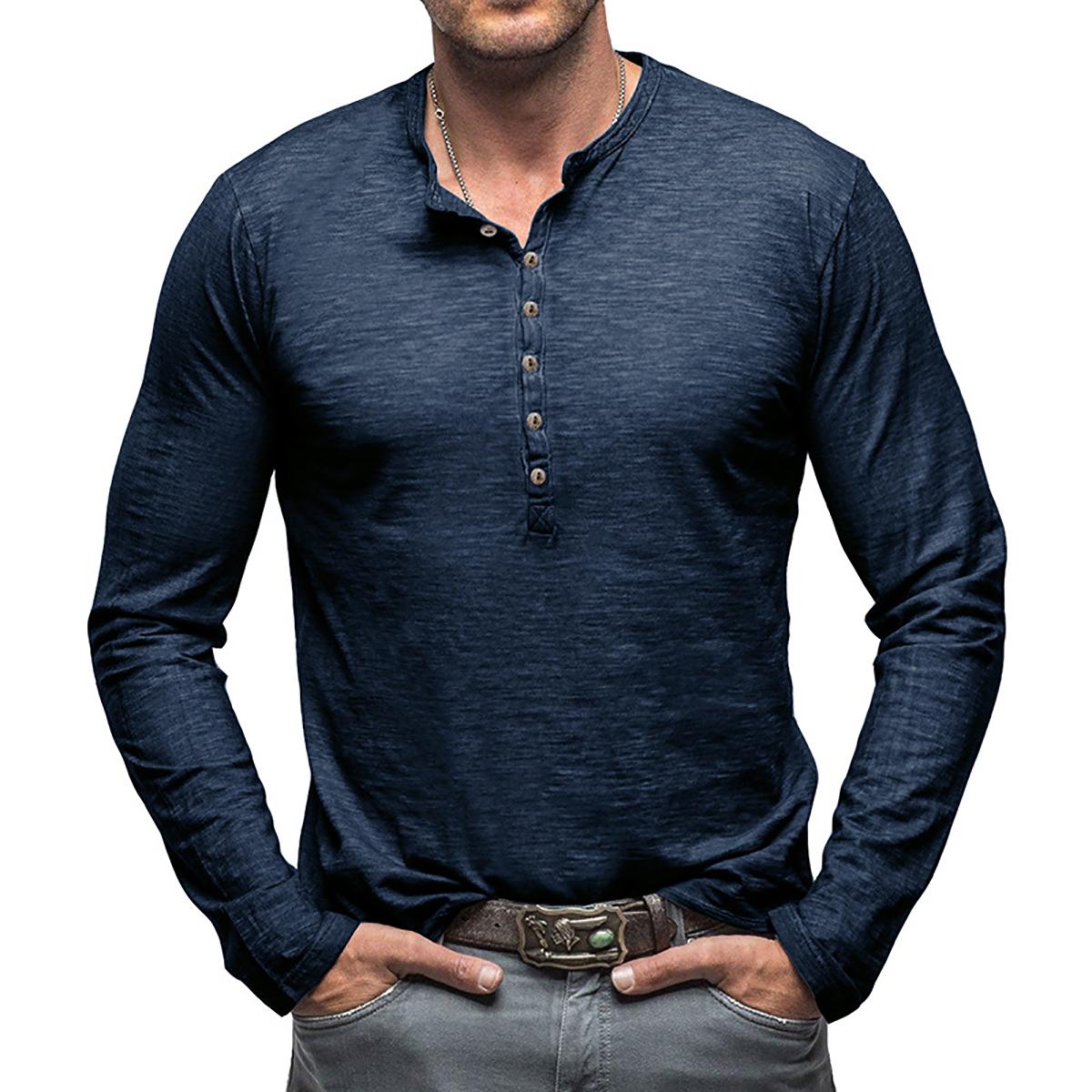 Men Solid Henley Neck T-shirt