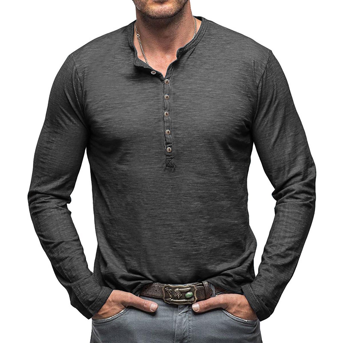 Men Solid Henley Neck T-shirt