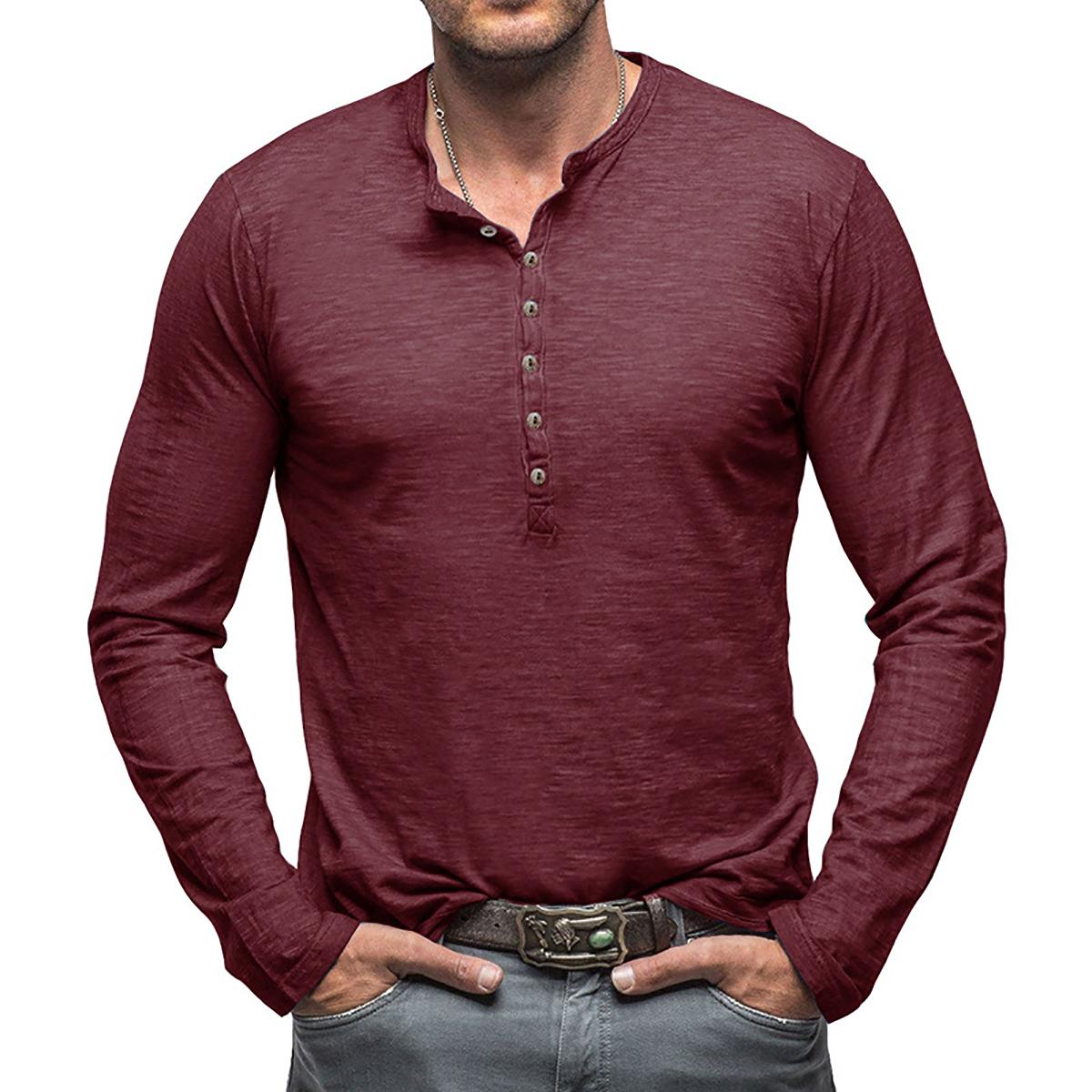 Men Solid Henley Neck T-shirt