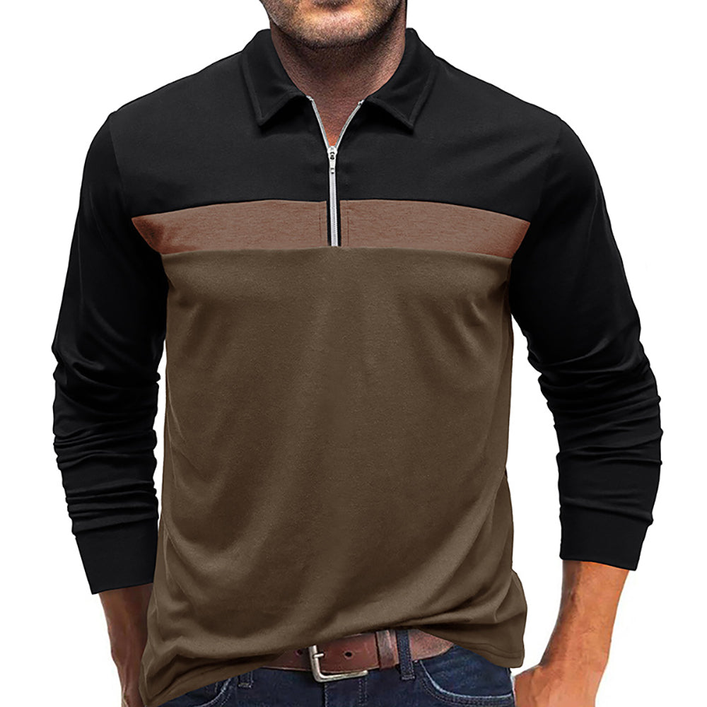 Men Colourblocked Polo Collar Cotton T-shirt