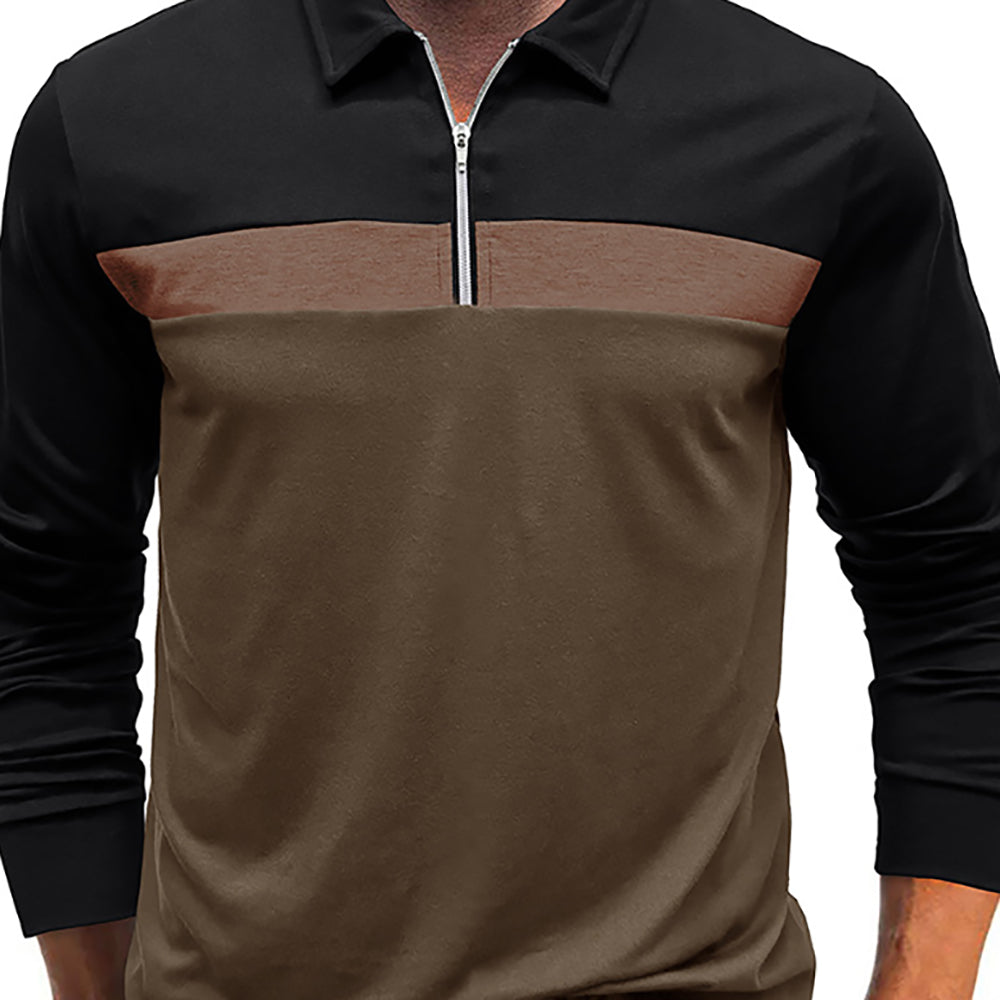 Men Colourblocked Polo Collar Cotton T-shirt
