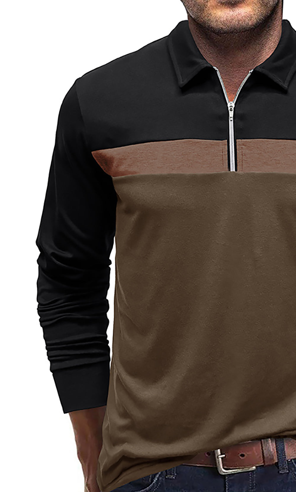 Men Colourblocked Polo Collar Cotton T-shirt