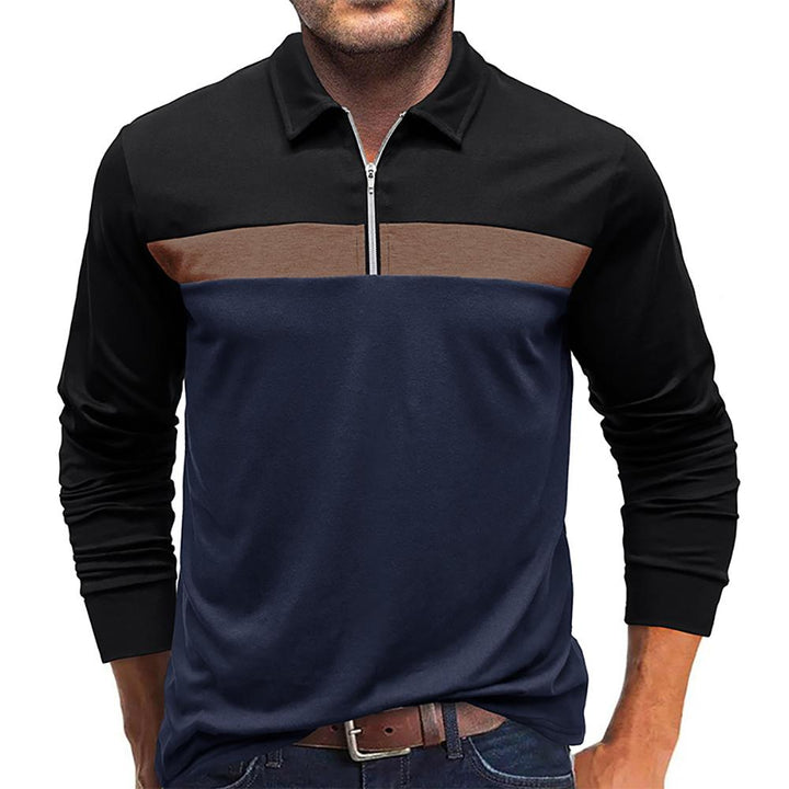 Men Colourblocked Polo Collar Cotton T-shirt