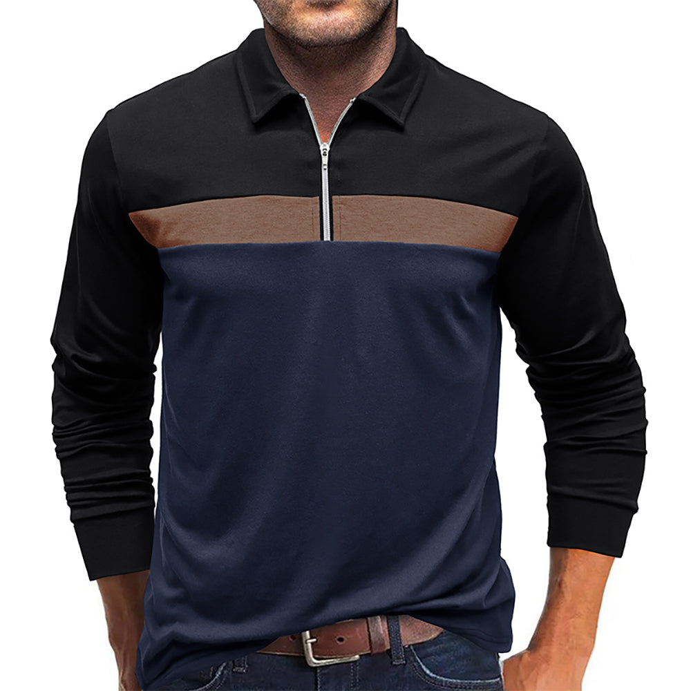 Men Colourblocked Polo Collar Cotton T-shirt