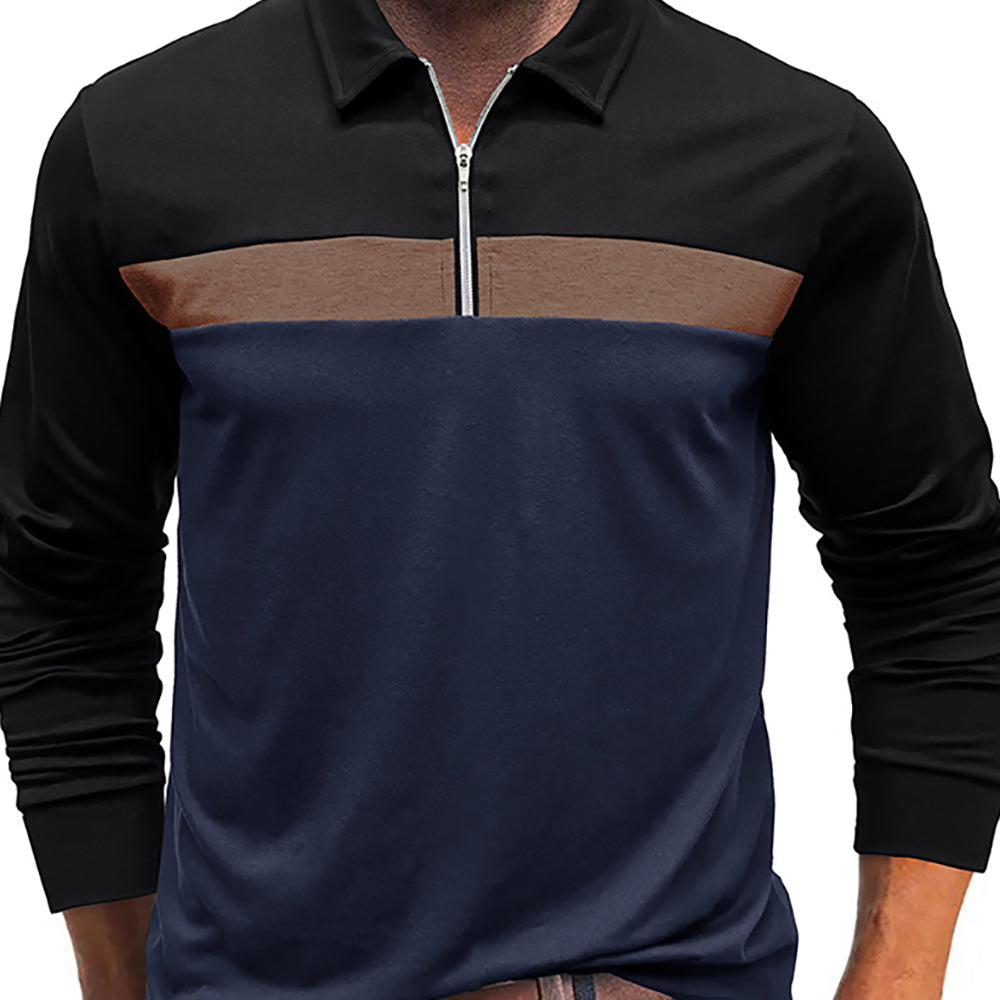 Men Colourblocked Polo Collar Cotton T-shirt