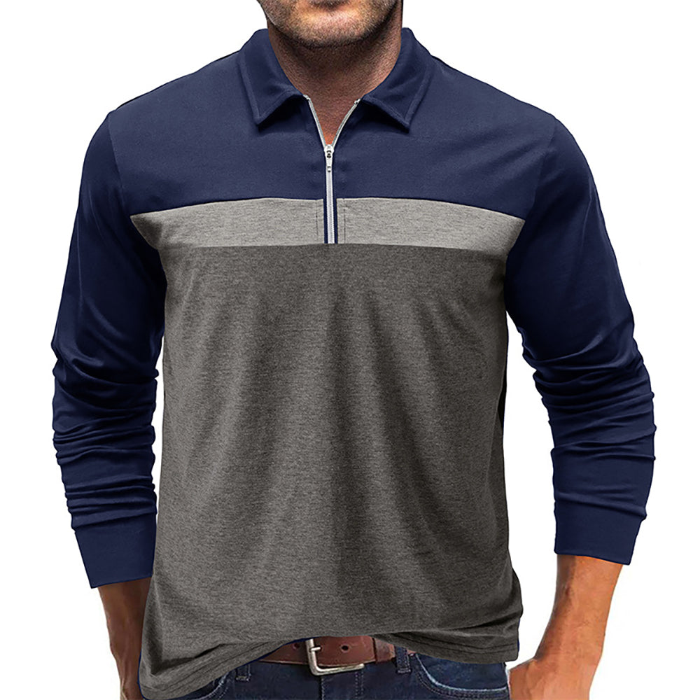 Men Colourblocked Polo Collar Cotton T-shirt