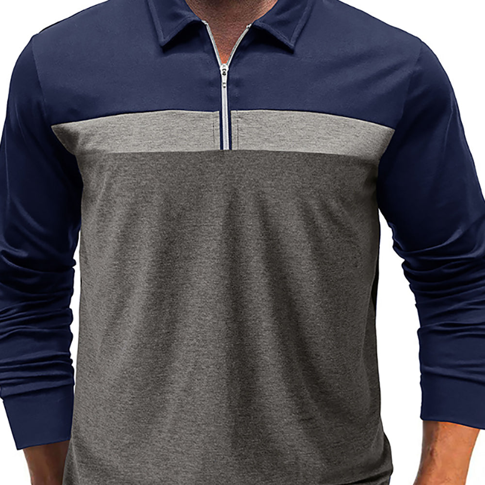 Men Colourblocked Polo Collar Cotton T-shirt