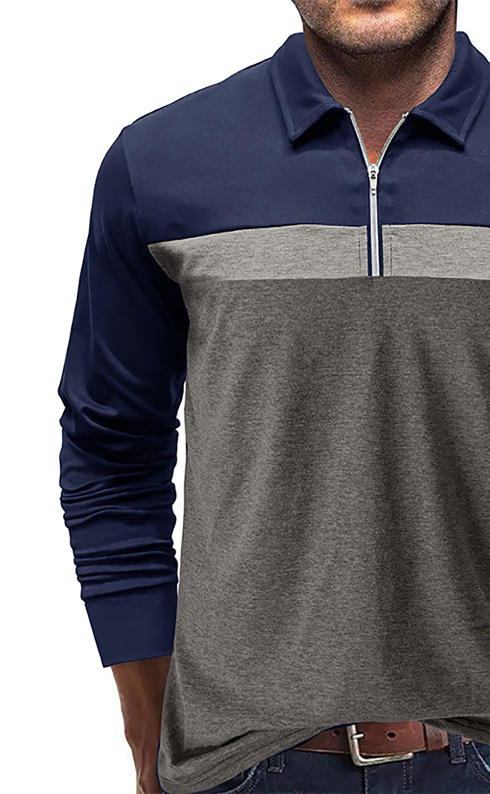 Men Colourblocked Polo Collar Cotton T-shirt