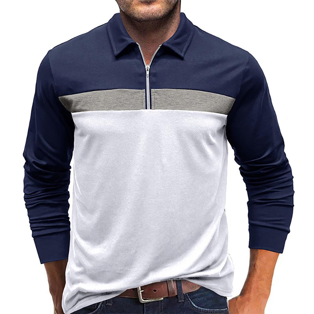 Men Colourblocked Polo Collar Cotton T-shirt