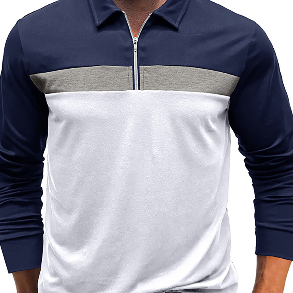 Men Colourblocked Polo Collar Cotton T-shirt