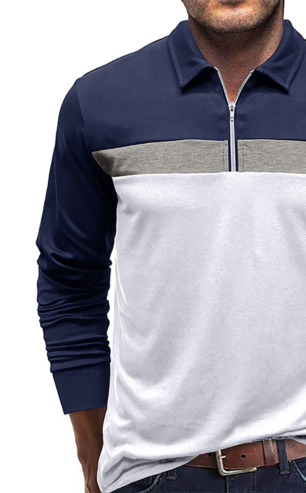 Men Colourblocked Polo Collar Cotton T-shirt