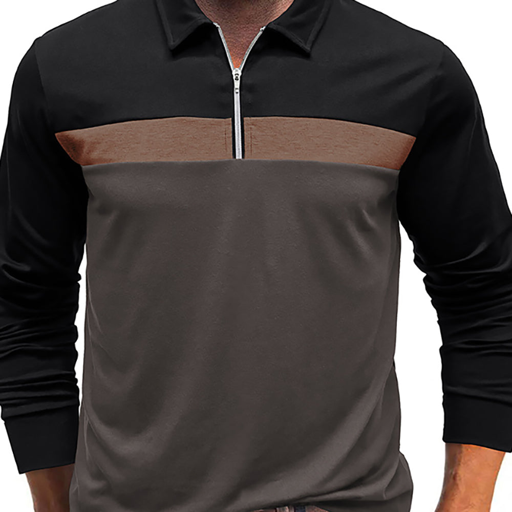 Men Colourblocked Polo Collar Cotton T-shirt