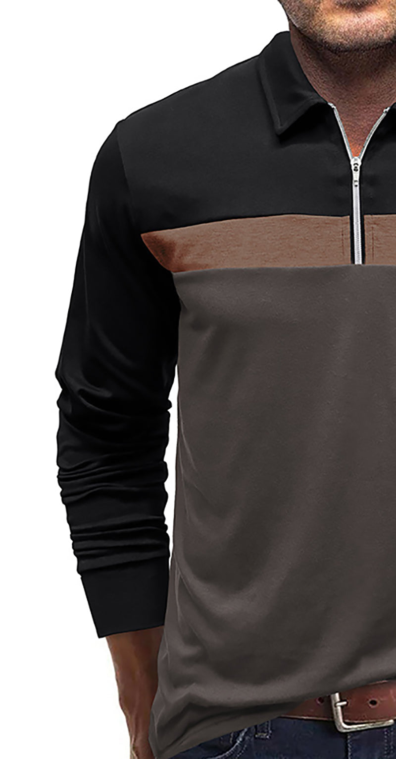 Men Colourblocked Polo Collar Cotton T-shirt