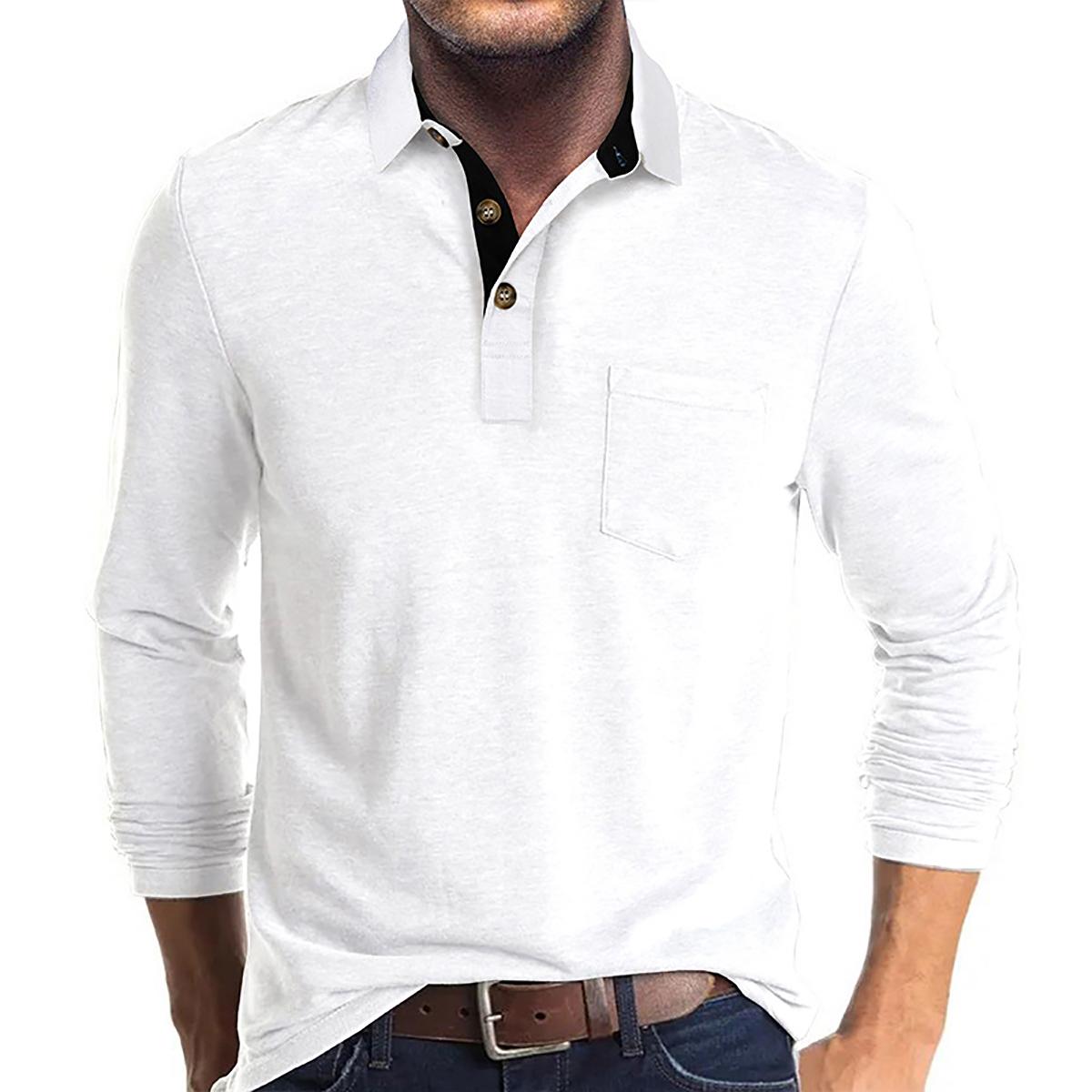 Men Solid Polo Collar Cotton T-shirt