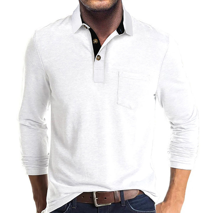 Men Solid Polo Collar Cotton T-shirt