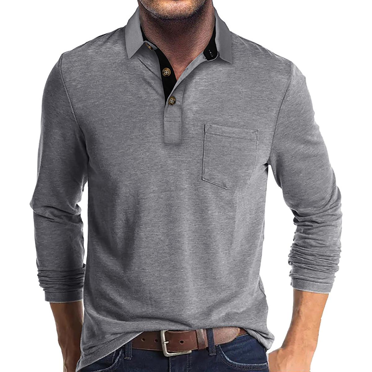 Men Solid Polo Collar Cotton T-shirt
