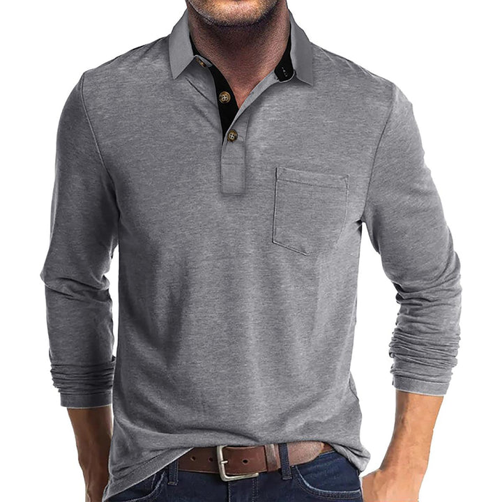 Men Solid Polo Collar Cotton T-shirt
