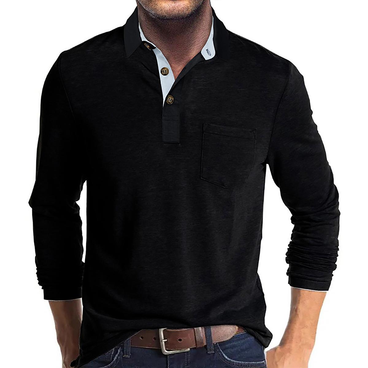 Men Solid Polo Collar Cotton T-shirt