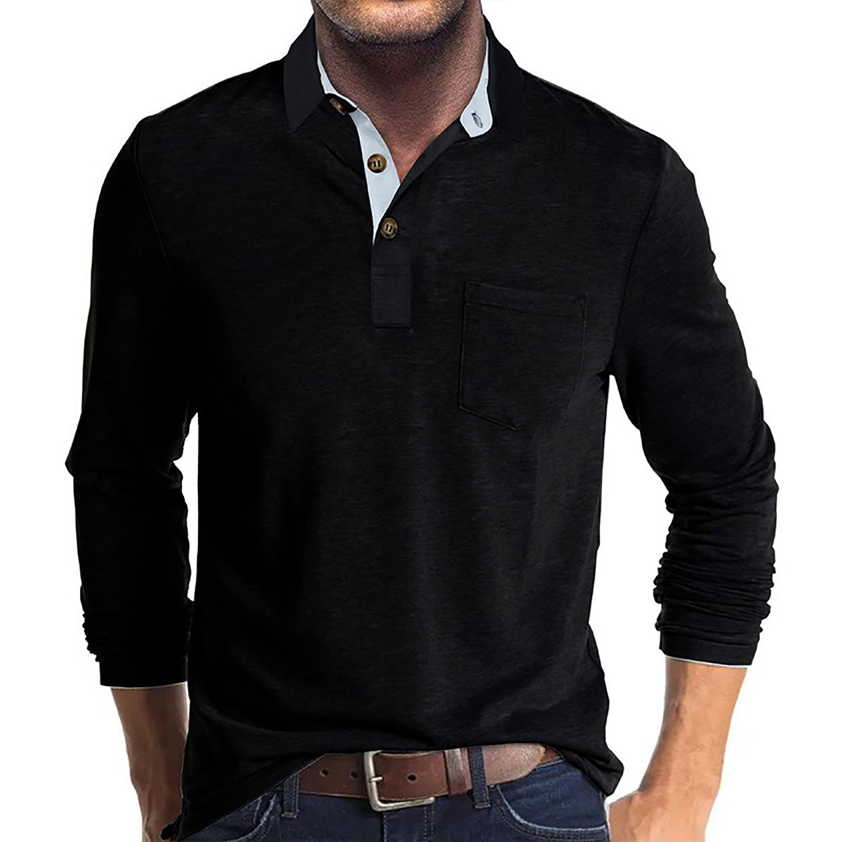 Men Solid Polo Collar Cotton T-shirt