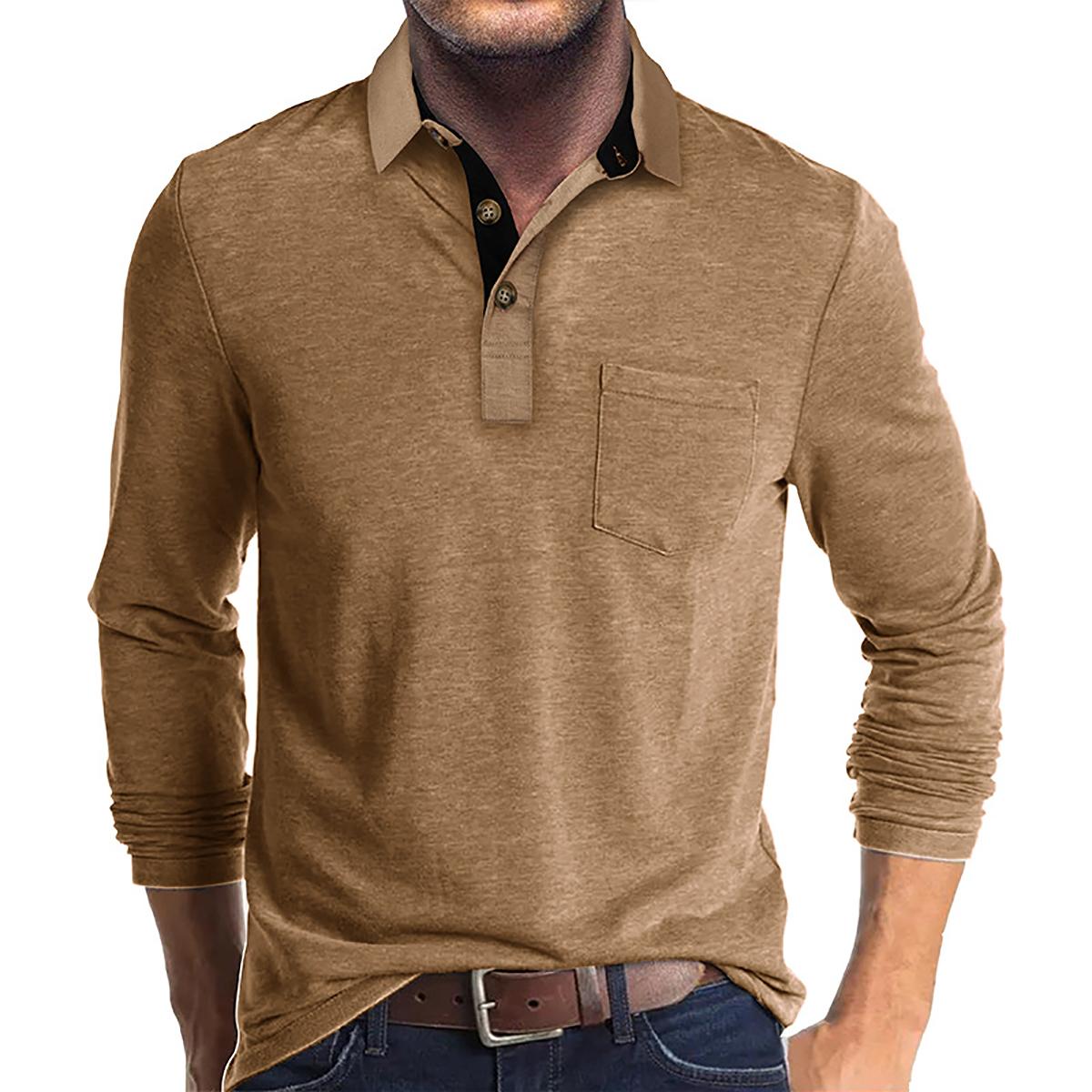 Men Solid Polo Collar Cotton T-shirt