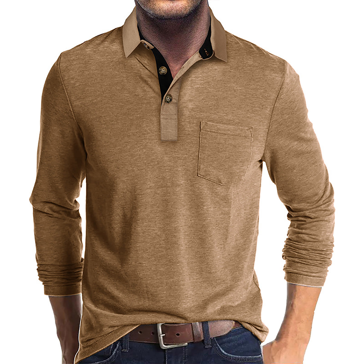 Men Solid Polo Collar Cotton T-shirt
