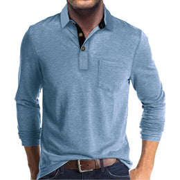 Men Solid Polo Collar Cotton T-shirt