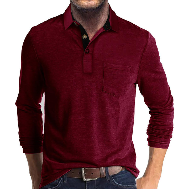 Men Solid Polo Collar Cotton T-shirt