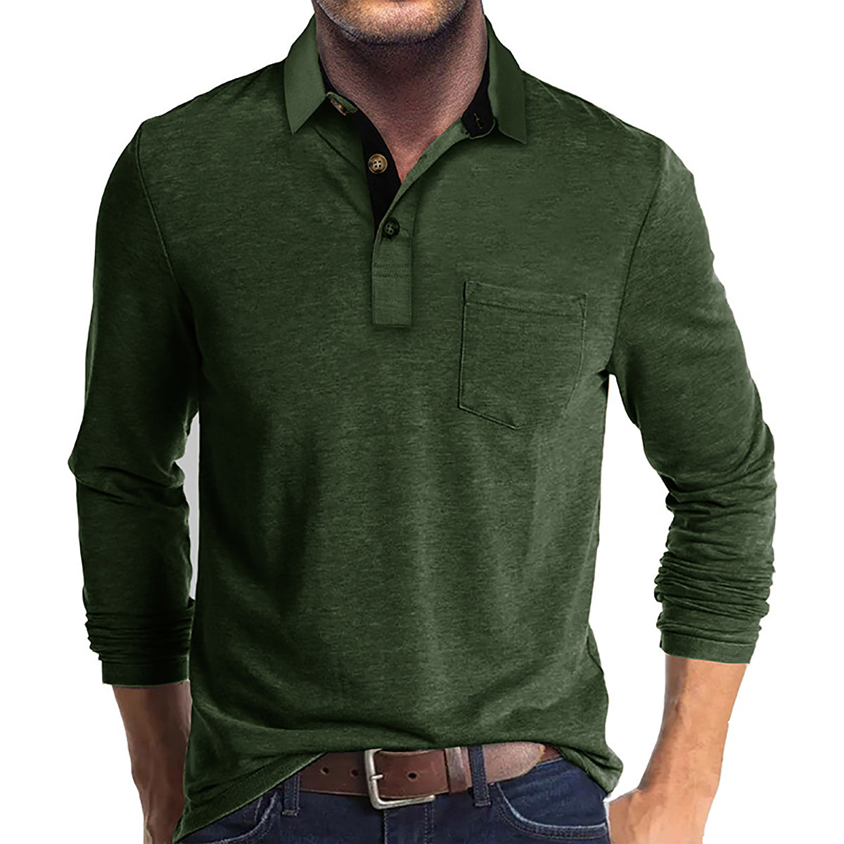 Men Solid Polo Collar Cotton T-shirt