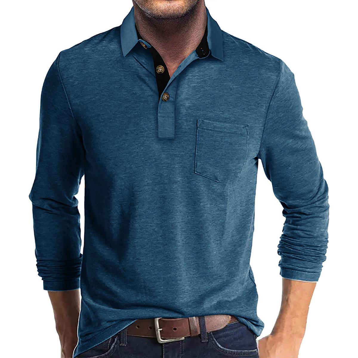 Men Solid Polo Collar Cotton T-shirt