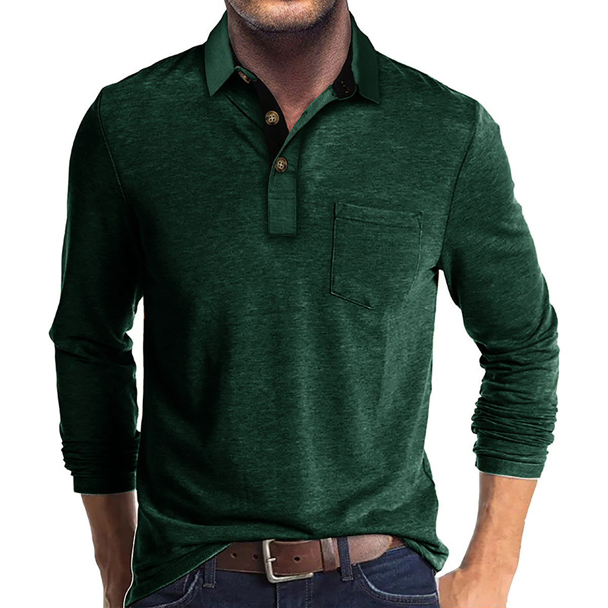 Men Solid Polo Collar Cotton T-shirt