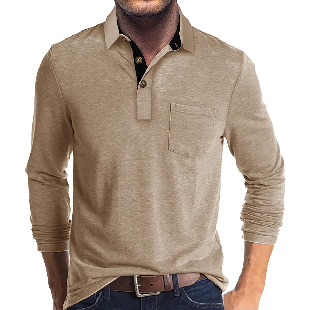 Men Solid Polo Collar Cotton T-shirt