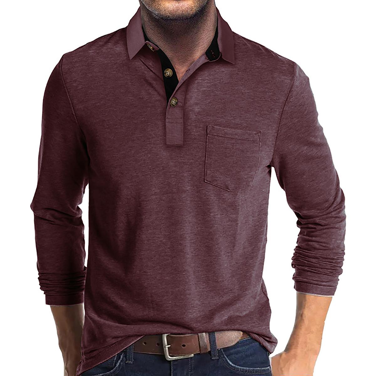 Men Solid Polo Collar Cotton T-shirt