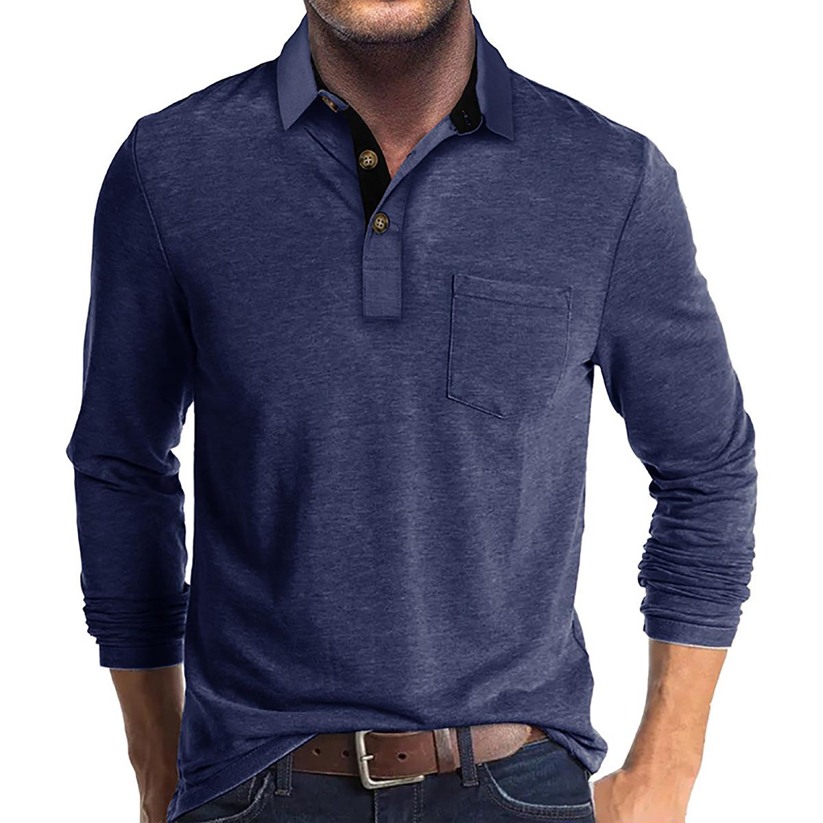 Men Solid Polo Collar Cotton T-shirt