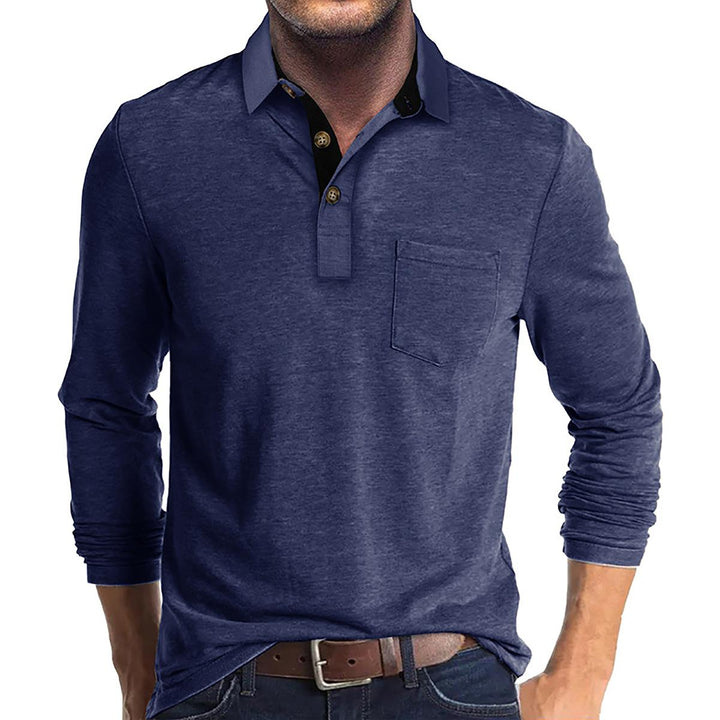 Men Solid Polo Collar Cotton T-shirt