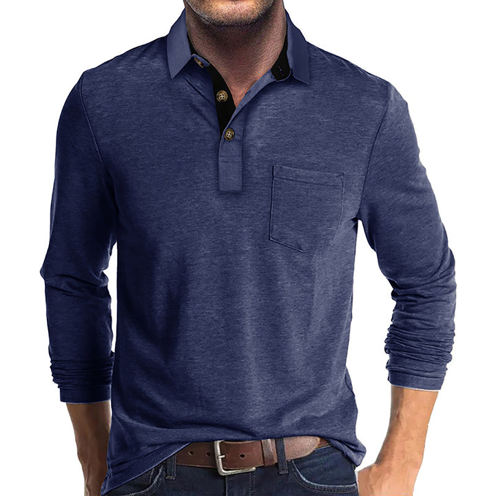 Men Solid Polo Collar Cotton T-shirt