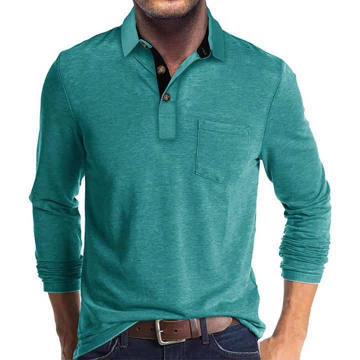 Men Solid Polo Collar Cotton T-shirt