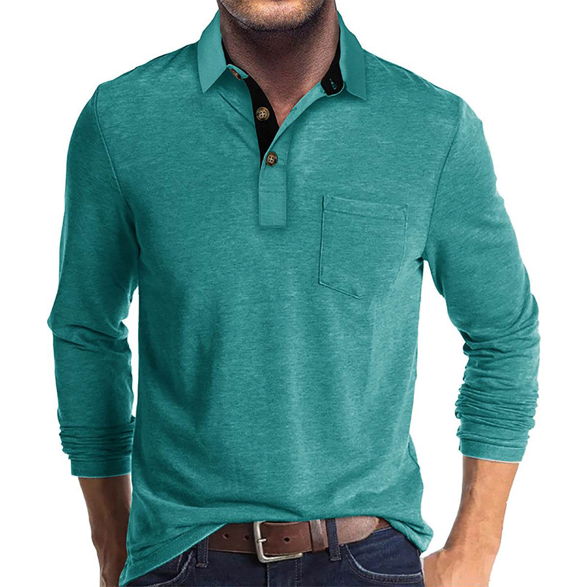 Men Solid Polo Collar Cotton T-shirt