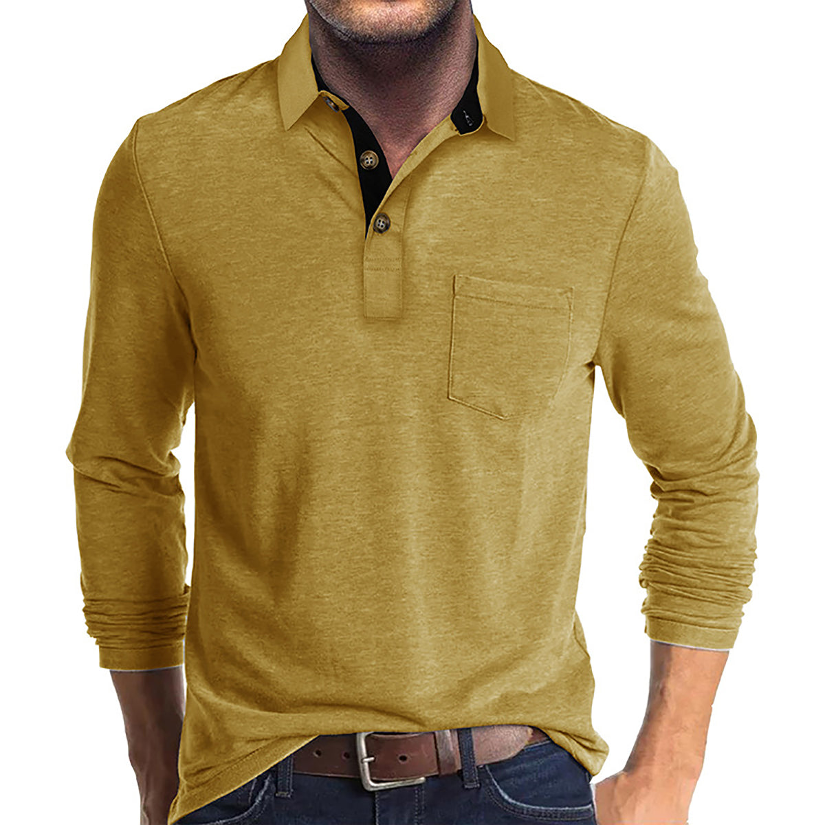Men Solid Polo Collar Cotton T-shirt