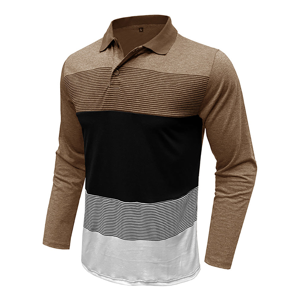 Men Striped Polo Collar T-shirt