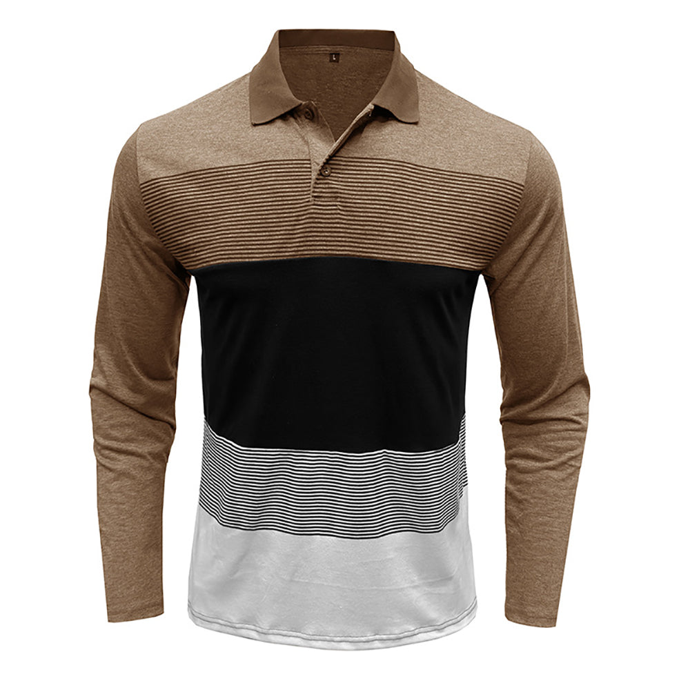 Men Striped Polo Collar T-shirt