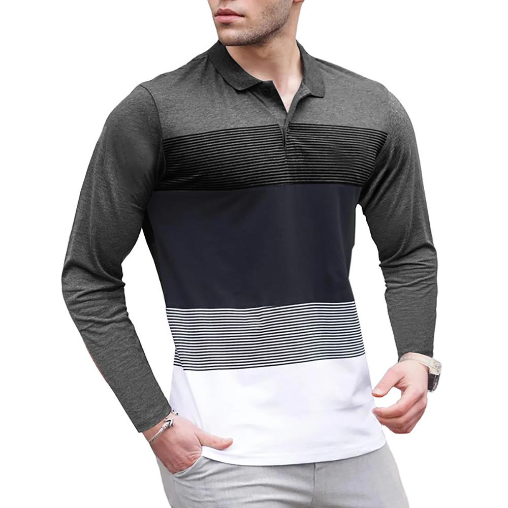Men Striped Polo Collar T-shirt